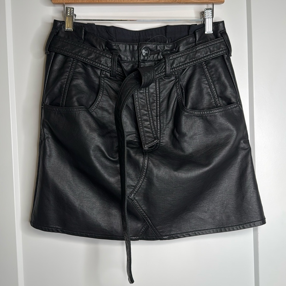 Free People Size 27 Faux Black Leather High Rise Mini Skirt‎